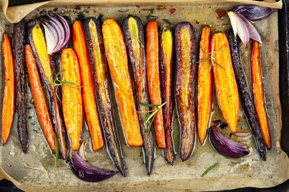 Légumes glacés au miel cuits